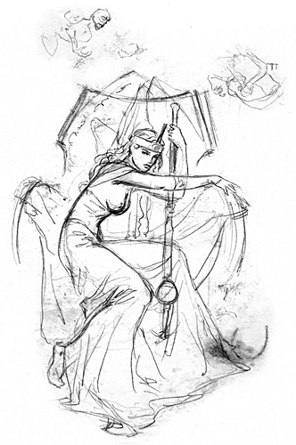 Minor Arcana: Wands - Queen of Wands (Sketch)